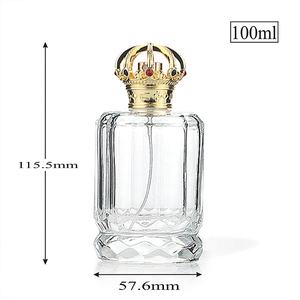 Conception arabe de haute qualité 100ml bouteille de parfum rond fond épais formes spéciales bouteille de parfum avec couronne creuse <span class=keywords><strong>Zara</strong></span> Cap - Product Image 3