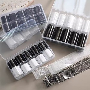10 Rollos/Caja <span class=keywords><strong>de</strong></span> Adhesivos <span class=keywords><strong>de</strong></span> Lámina para <span class=keywords><strong>Uñas</strong></span>, Adhesivos <span class=keywords><strong>de</strong></span> Transferencia Blancos y Negros <span class=keywords><strong>con</strong></span> Diseño <span class=keywords><strong>de</strong></span> <span class=keywords><strong>Flores</strong></span>, Decoración para <span class=keywords><strong>Uñas</strong></span> Acrílicas, Adhesivos para Manicura - Product Image 3