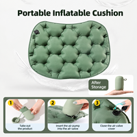 Coussin de siège gonflable portable, imperméable, résistant à l'humidité, en nylon enduit de TPU, gonflage manuel pour le camping, le pique-nique, la plage, la randonnée