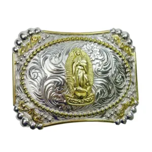 Factory Wholesale New Hot Selling Western Style Large Belt Buckle Shiny Silver Gold Cowboy Cowgirl Belt Buckle