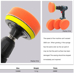 Tampons <span class=keywords><strong>de</strong></span> <span class=keywords><strong>polissage</strong></span> en mousse orange multi-tailles à crochets et boucles pour le lustrage <span class=keywords><strong>de</strong></span> voiture, tampons <span class=keywords><strong>de</strong></span> cirage pour l'élimination des rayures <span class=keywords><strong>de</strong></span> beauté automobile - Product Image 4