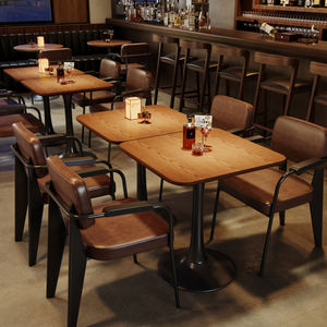 2025 américain rétro en bois massif Bistro Table chaise combinaison Amérique Style cafés Bars Restaurants ensemble de meubles - Product Image 3