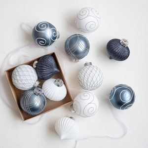 Blue Handmade Fancy Plastic Ball 6/8cm Classic Style Waterproof <b>Mini</b> <b>Christmas</b> <b>Tree</b> Decoration Hanging Ornament for Home Box - Product Image 3
