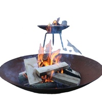 Barbecue grill rond pratique, ouverture en métal pour l'extérieur, bois, w