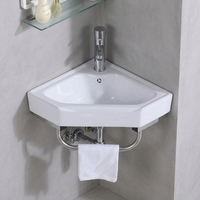 Lavabo d'angle triangulaire en céramique BF pour salle à manger, lavabo mural pour villa, appartement, hôtel