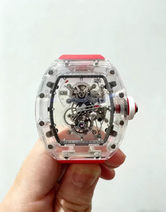 High-quality Full Transparent Crystal <b>Skeleton</b> <b>Automatic</b> <b>Watch</b> With White Rubber Strap - Product Image 3