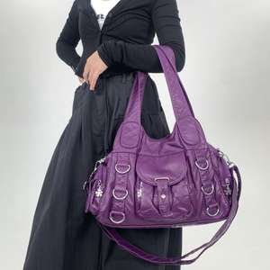 Bolso <span class=keywords><strong>de</strong></span> Hombro Estilo Motociclista Y2K para Mujer, Gran Capacidad, con Remaches, Estilo Urbano - Product Image 5