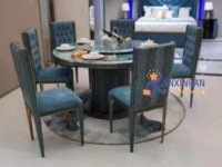Luxus Marmor Esstisch Set italienische High-End-Esszimmer möbel Edelstahl runde Esstisch Sets
