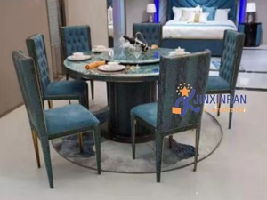 이탈리아 고급 식당 가구 스테인레스 스틸 라운드 dinning 테이블 세트 럭셔리 대리석 식탁 세트 - Product Image 4