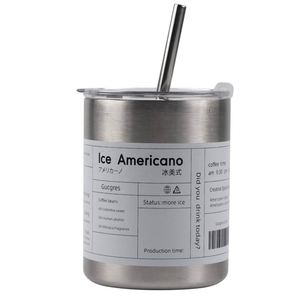 แก้วกาแฟแบบพกพา สแตนเลสสองชั้น คุณภาพสูง แบบกำหนดเองได้ ใช้ซ้ำได้ พร้อมหลอด - Product Image 1