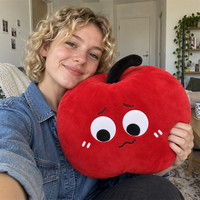 Coussin en peluche personnalisé en forme de pomme Kawaii, oreiller moelleux pour canapé, décoration d'intérieur, cadeau pour enfants, peluches personnalisées