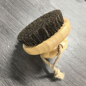Eco-Friendly Round Bamboo Dry <b>Bath</b> Body Soft Horse Bristles Bamboo Handle Skin Brush - Product Image 3