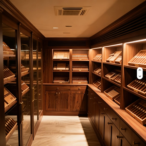 Vitrine de magasin de cigares et de tabac de luxe sur mesure, en bois massif, éclairage écologique, vitrine de cigares, vitrines en verre, personnalisation - Product Image 1