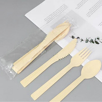 Ensemble de couverts jetables mini biodégradables en bambou PLA/PP beige (baguettes, cuillères, couteaux, fourchettes) - Écologique, moderne, pour fêtes et plats à emporter