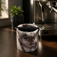 Boîte à expresso en marbre Calacatta Viola de luxe, outil de barista artisanal en pierre naturelle pour bar à café haut de gamme et décoration intérieure