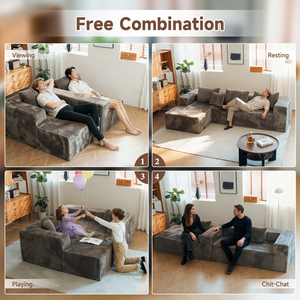 Удобные бескаркасные секционные диваны для гостиной, плюшевый вельветовый диван с комфортным шезлонгом, U-образные секционные диваны из пенопласта - Product Image 3