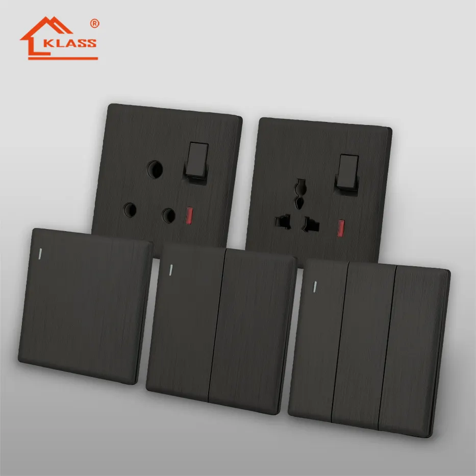 Black brushed wall modern smart light home electrical switch uk usa and usb socket brass in Middleast market