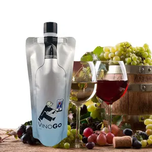 750 ml hot sale Eco-friendly Custom Logo aluminum foil Stand Up spout pouch With black lid for red wine drink bag