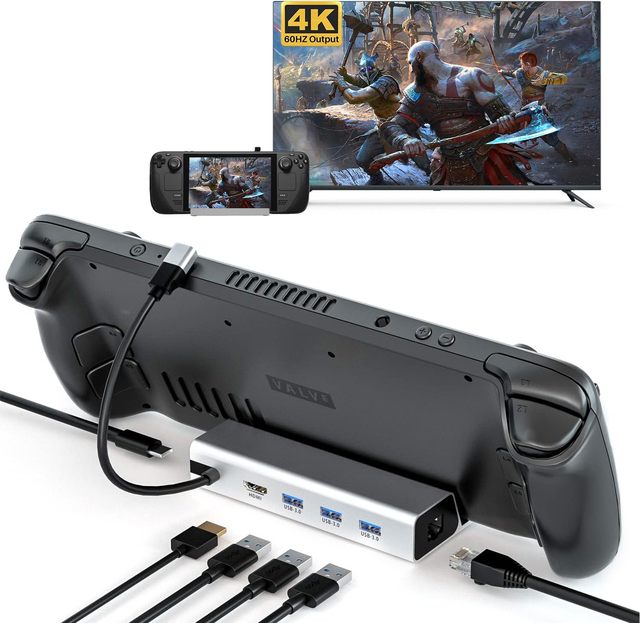RGEEK for Valve Steam Deck Console Docking Station TV Stand 6 in 1 Hub Holder Dock 60Hz HD Type-C with RJ45 Port PD Charging