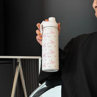 Thermos portable en acier inoxydable à isolation sous vide, motif floral nœud papillon, pour voiture, sports/fitness en extérieur 6-12