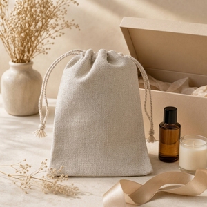 Pochette cadeau en toile de coton et lin avec cordon de serrage, sac d'emballage uni pour cadeaux et artisanat, idéal pour l'aromathérapie aux cristaux - Product Image 2