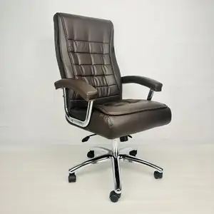 Ergonomía plástico PP PU tela de malla de cuero oro hierro metal pierna jefe Brazo giratorio silla de oficina negro cuero suave