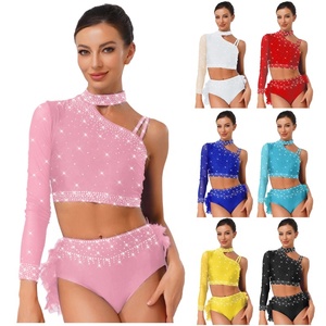 Femmes Latin Dance Crop Tops Dancewear Ballroom Costumes pour la danse du ventre <span class=keywords><strong>Chacha</strong></span> Tango Dance Stage Performance Party Competitive - Product Image 1