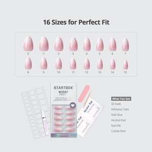 Faux ongles courts en amande, en gel souple, rose dégradé ombré, faits à la main, style French, à presser, 32 pièces, haute qualité, vente en gros - Product Image 2