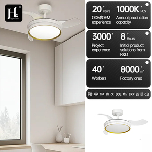 Ventilateur de plafond LED 36 pouces, corps métallique moderne avec abat-jour en acrylique, pales rétractables et pliables, télécommande pour la maison et le bureau - Product Image 5