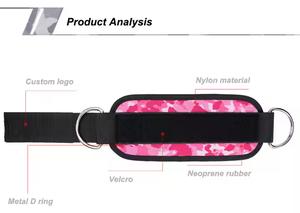 Correas de tobillo de cable de gimnasio de neopreno Rosa personalizadas con soporte de protección ajustable para máquinas de cable Características del logotipo - Product Image 5