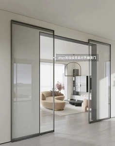 <span class=keywords><strong>Porte</strong></span> <span class=keywords><strong>coulissante</strong></span> <span class=keywords><strong>suspendue</strong></span> moderne et minimaliste <span class=keywords><strong>en</strong></span> alliage d'aluminium avec rail dissimulé et isolation acoustique pour salon - Product Image 6