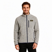 Veste polaire zippée pour homme en maille chinée, col montant, pull polaire, vêtement d'extérieur, logo personnalisé OEM ODM pour usage professionnel, décontracté ou quotidien