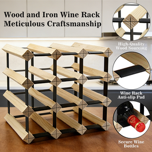 Crémaillère <span class=keywords><strong>à</strong></span> vin murale en bois et métal, armoire <span class=keywords><strong>à</strong></span> vin, <span class=keywords><strong>cave</strong></span> <span class=keywords><strong>à</strong></span> vin pour la maison, bar commercial, résidence privée, sous-sol - Product Image 2