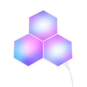 Lumière hexagonale intelligente WiFi RGBIC Tuya pour la domotique, fabriquée à Shenzhen, compatible avec <span class=keywords><strong>l</strong></span>'assistance vocale PST-HL03 - Product Image 1