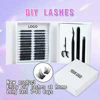 Kit de Clusters de Cils DIY Volumineux et Épais 80-100D en Gros, Extensions de Cils DIY, Kit de Clusters de Cils avec Logo Personnalisé