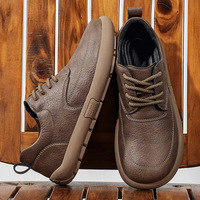 Sepatu Pria Ukuran Besar Impor, Sepatu Kulit Pria Buatan Tangan Retro, Nyaman dengan Sol Empuk untuk Musim Gugur dan Musim Dingin, Model Lebar