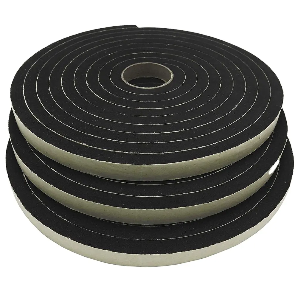 Neoprene Sponge Rubber Foam Tape (1/2in × 3/8in × 50ft) Self Adhesive Weather Stripping Insulation Roll