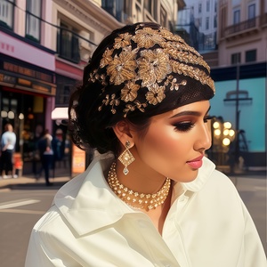 New fashionable 3D floral pleated <b>hat</b>, stylish Muslim headscarf <b>for</b> women, elegant and ethnic - Product Image 1