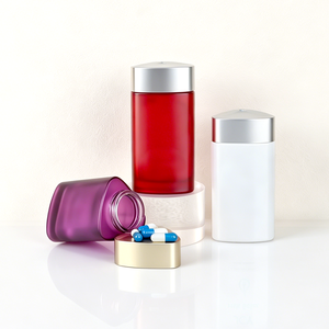 Bouteilles en verre dépoli personnalisées à large ouverture avec bouchon à vis pour emballage de capsules et pilules, épaisseur 1,8 mm - Product Image 2