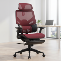 Chaise de bureau de direction réglable entièrement en maille, pivotante, moderne, ergonomique, avec support lombaire, repose-pieds durable et base à cinq étoiles en tissu