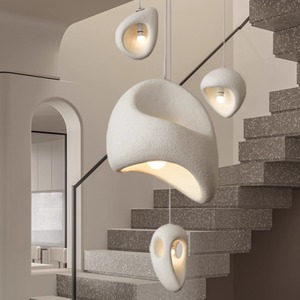 Lustre d'escalier de style Wabi-Sabi, lampe créative de villa japonaise pour chambre, séjour, duplex, loft, luminaire - Product Image 6