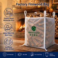 Grand sac pour le stockage du bois 2000 kg, sac en filet ventilé pour bois de chauffage, sac jumbo FIBC, sac en vrac, traité anti-UV, réutilisable, robuste, saco de lena