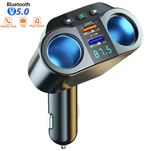 Adaptateur allume-cigare pour voiture, émetteur FM mains libres, double chargeur USB rapide, lecteur <span class=keywords><strong>MP3</strong></span> <span class=keywords><strong>Bluetooth</strong></span> pour voiture, clé USB - Product Image 1