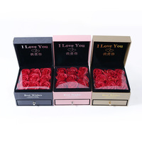 Boîte à bijoux personnalisée avec neuf roses artificielles, tiroir pour bague, coffret cadeau pour la Saint-Valentin, boîte à bijoux de qualité supérieure, fleurs décoratives