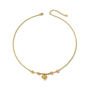 Collier à perles tendance plaqué or PVD en acier inoxydable 316L avec pendentif cœur, bijoux durables et résistants - Product Image 1