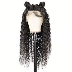 Perruques 13x6 en cheveux humains Remy ondulés, sans colle, pour perruque Lace Front pré-épilée, bouclée en profondeur, avec dentelle HD complète, noire, fabriquée à la machine - Product Image 2