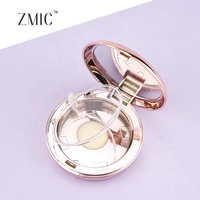 Boîtier compact rond vide pour poudre pressée, finition brillante, avec miroir, couleur Or Rose, pour poudre compacte, blush et fard à paupières