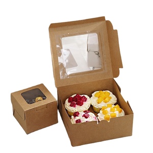 Boîtes à gâteaux en carton kraft biodégradables, recyclables, imperméables, de qualité alimentaire, imprimées sur mesure, pour cupcakes, pâtisseries, <span class=keywords><strong>biscuits</strong></span>, boulangeries - Product Image 1