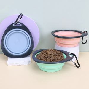 קערת אוכל ניידת ידידותית לסביבה מחומרים ABS, TPE וסיליקון, בעיצוב עגול, עם דוגמה אחידה, מתאימה לחתולים וכלבים, לאכילה איטית, לנסיעות, לשימוש חיצוני, מתקפלת וניתנת להרחבה. - Product Image 1