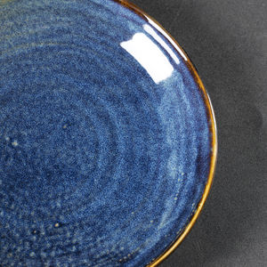 จานอาหารค่ำทรงกลมเซรามิกสีน้ำเงินขนาด 8 นิ้ว สไตล์ตะวันตก เคลือบสี สำหรับโรงแรมและร้านอาหาร - Product Image 4